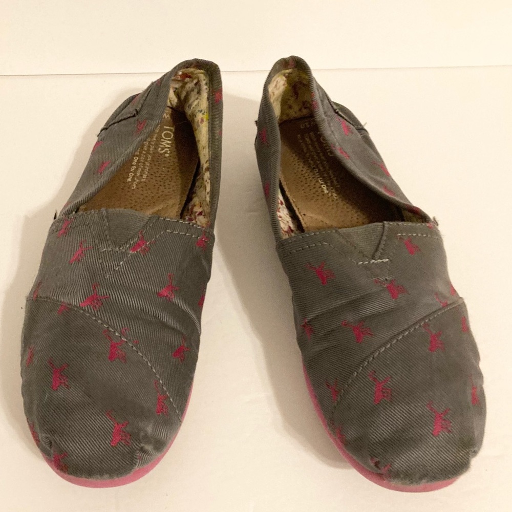 Toms pink monkey gray flats size 10W